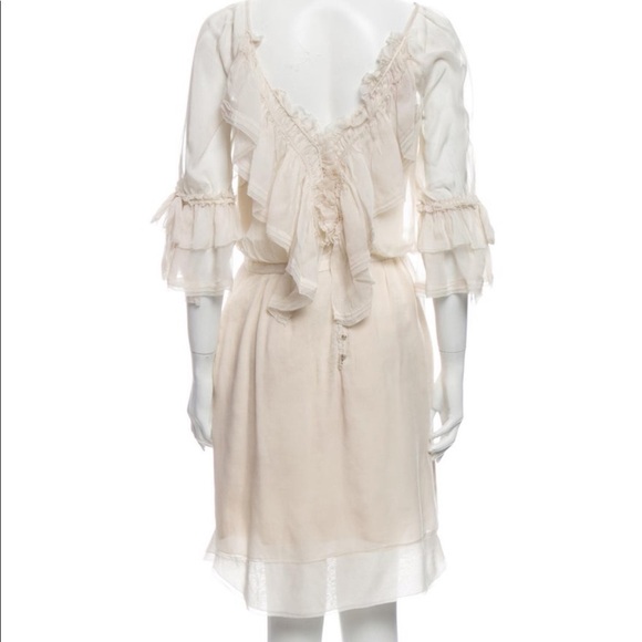 Zac Posen | Silk Ruffle Ivory Cream Dress Size 8 - Picture 2 of 12